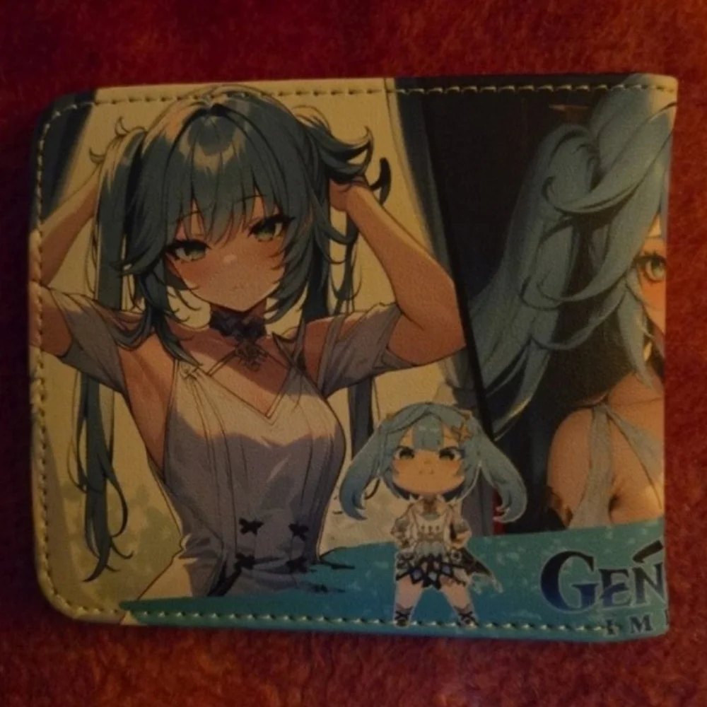 New genshin impact anime manga leather wallet